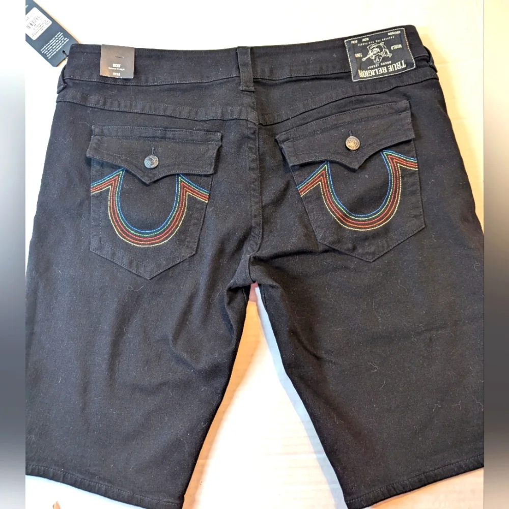 Mens True Religion Ricky Multicolor Black Shorts Size 38 BNWT